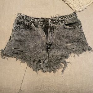 Levi Black Acid Wash Denim Shorts